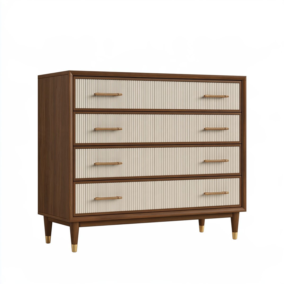 Cassettiera 100 x 45 x 120 cm in legno marrone e crema con 4 cassetti stile moderno