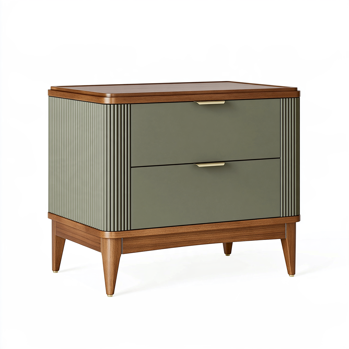 Comodino 60 x 45 x 60 cm in legno marrone e verde con 2 cassetti stile moderno