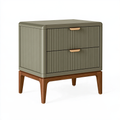 Comodino 60 x 40 x 70 cm verde oliva in materiale sintetico e legno con 2 cassetti stile moderno