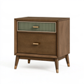 Comodino 50 x 40 x 60 cm in legno marrone e verde con 2 cassetti stile moderno