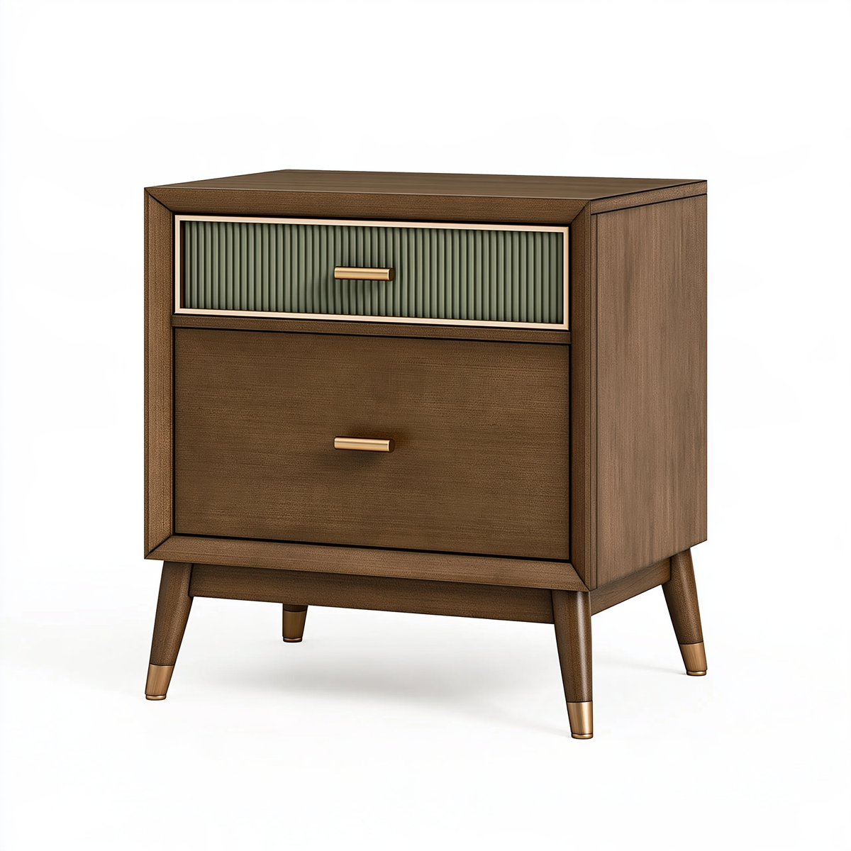 Comodino 50 x 40 x 60 cm in legno marrone e verde con 2 cassetti stile moderno