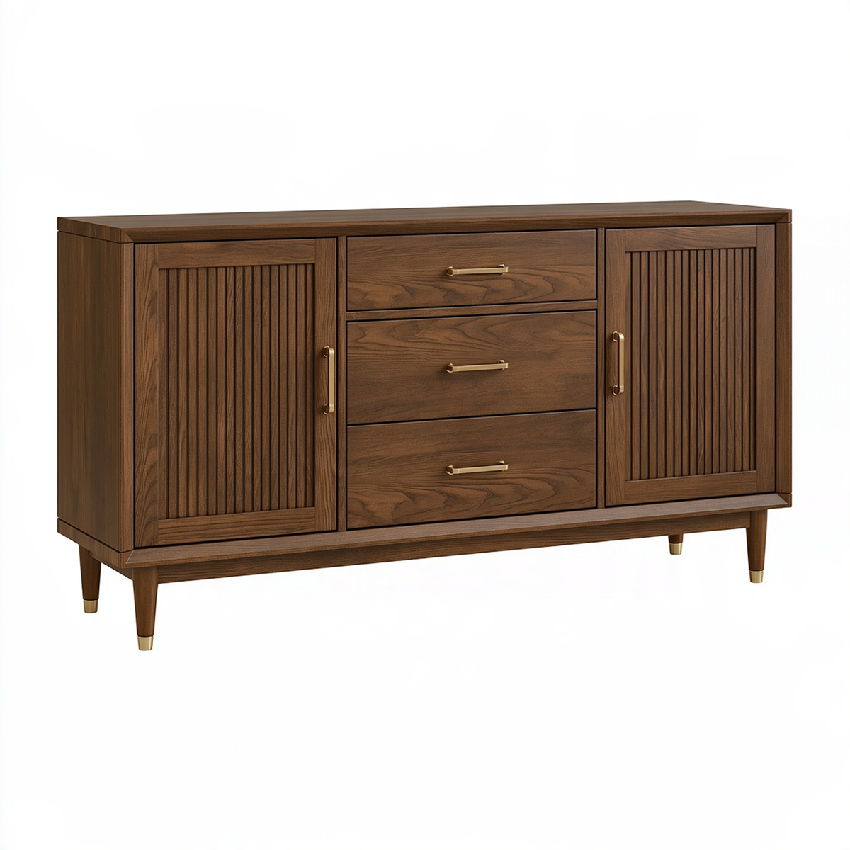 Credenza 160 x 45 x 90 cm in legno marrone noce - contenitore moderno con 3 cassetti e 2 ante