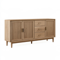 Credenza 160 x 40 x 85 cm in legno color rovere naturale con ante scanalate e cassetti