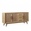 Credenza 180 x 45 x 90 cm in legno rovere naturale con ante scanalate e cassetti stile moderno
