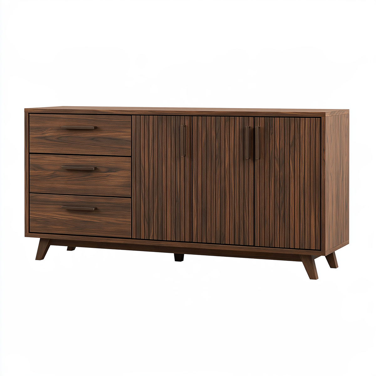 Credenza 160 x 45 x 85 cm in legno marrone - contenitore moderno con 3 cassetti e 3 ante
