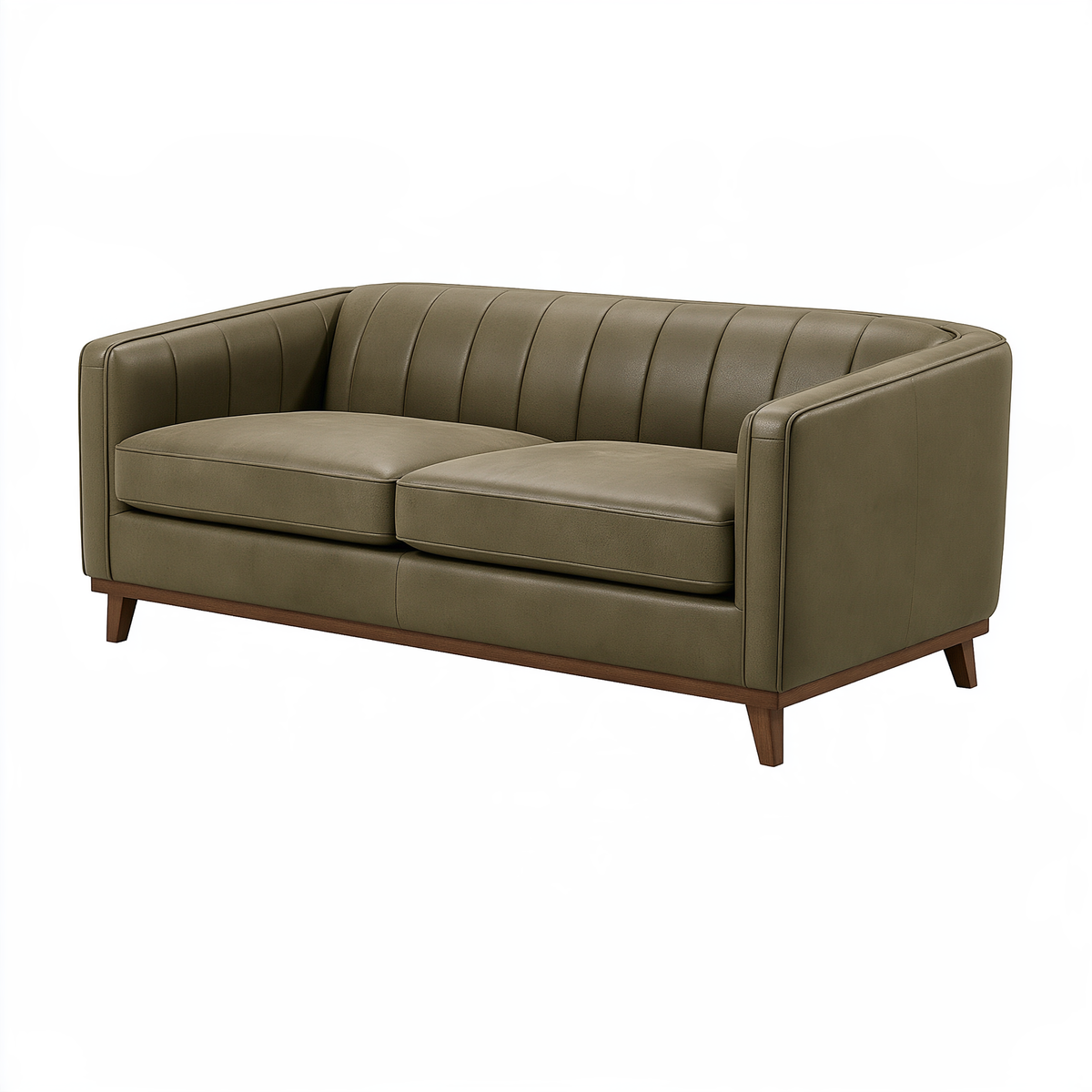 Divano 2 posti 160 x 85 x 80 cm in similpelle verde oliva - stile moderno