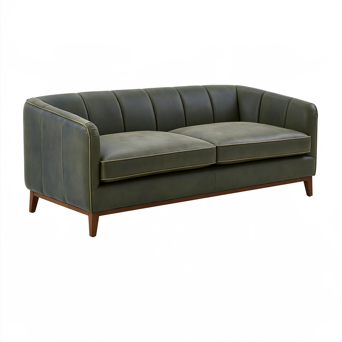 Divano 2 posti 180 x 85 x 82 cm in similpelle verde oliva - stile moderno per soggiorno