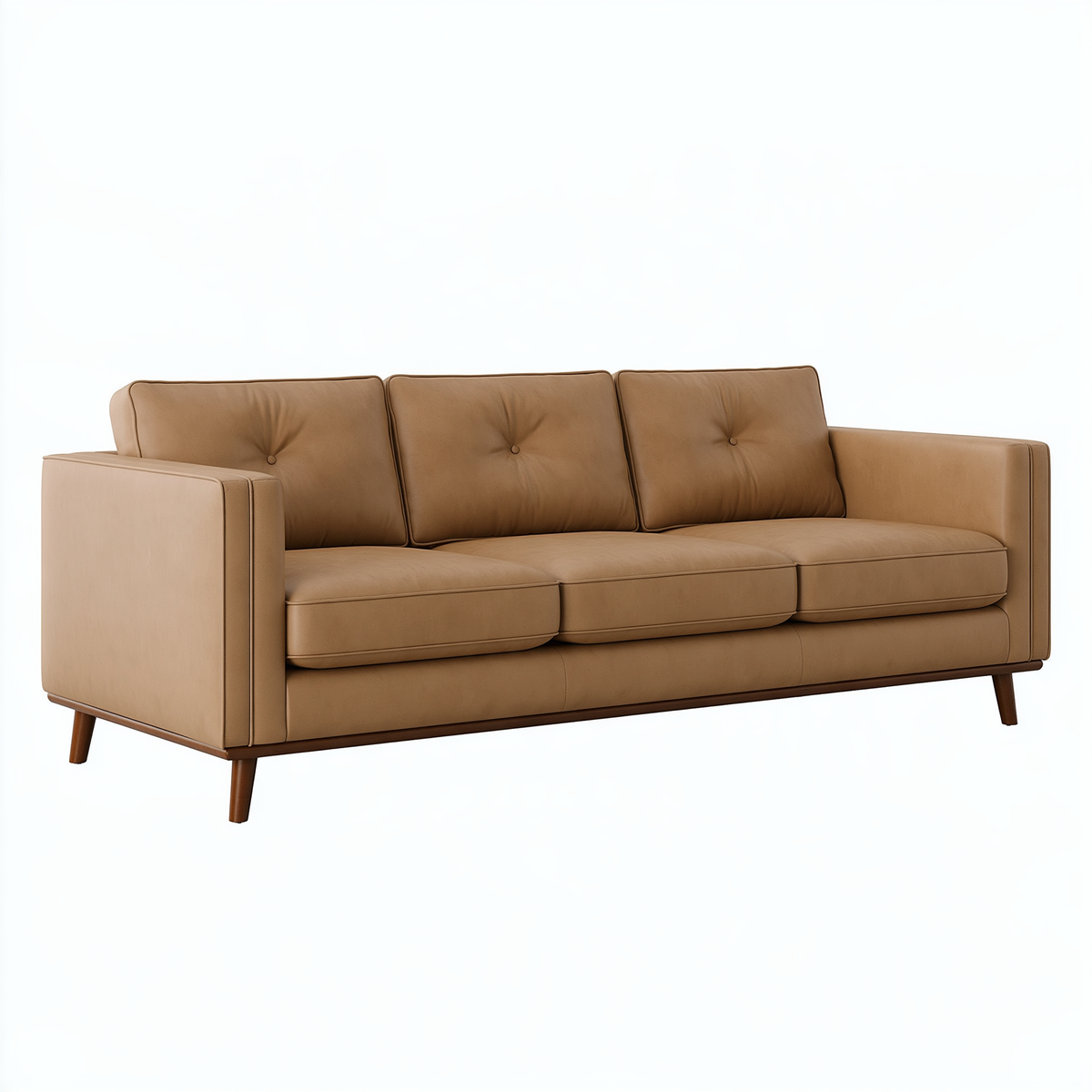Divano 3 posti 220 x 90 x 85 cm in similpelle marrone stile moderno