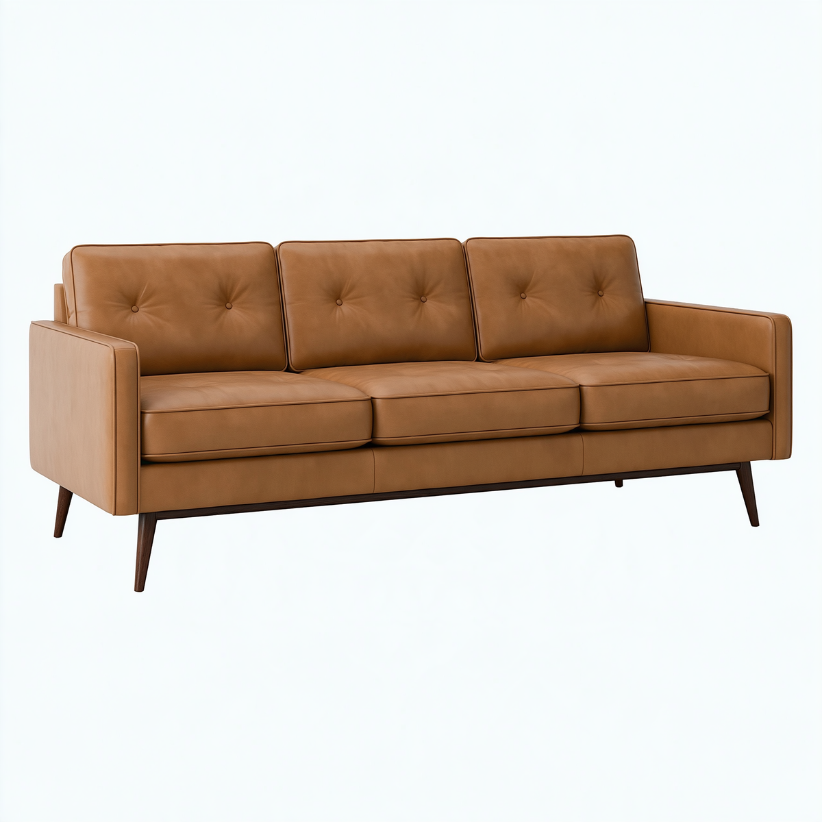 Divano 3 posti 210 x 88 x 85 cm effetto pelle cognac stile moderno
