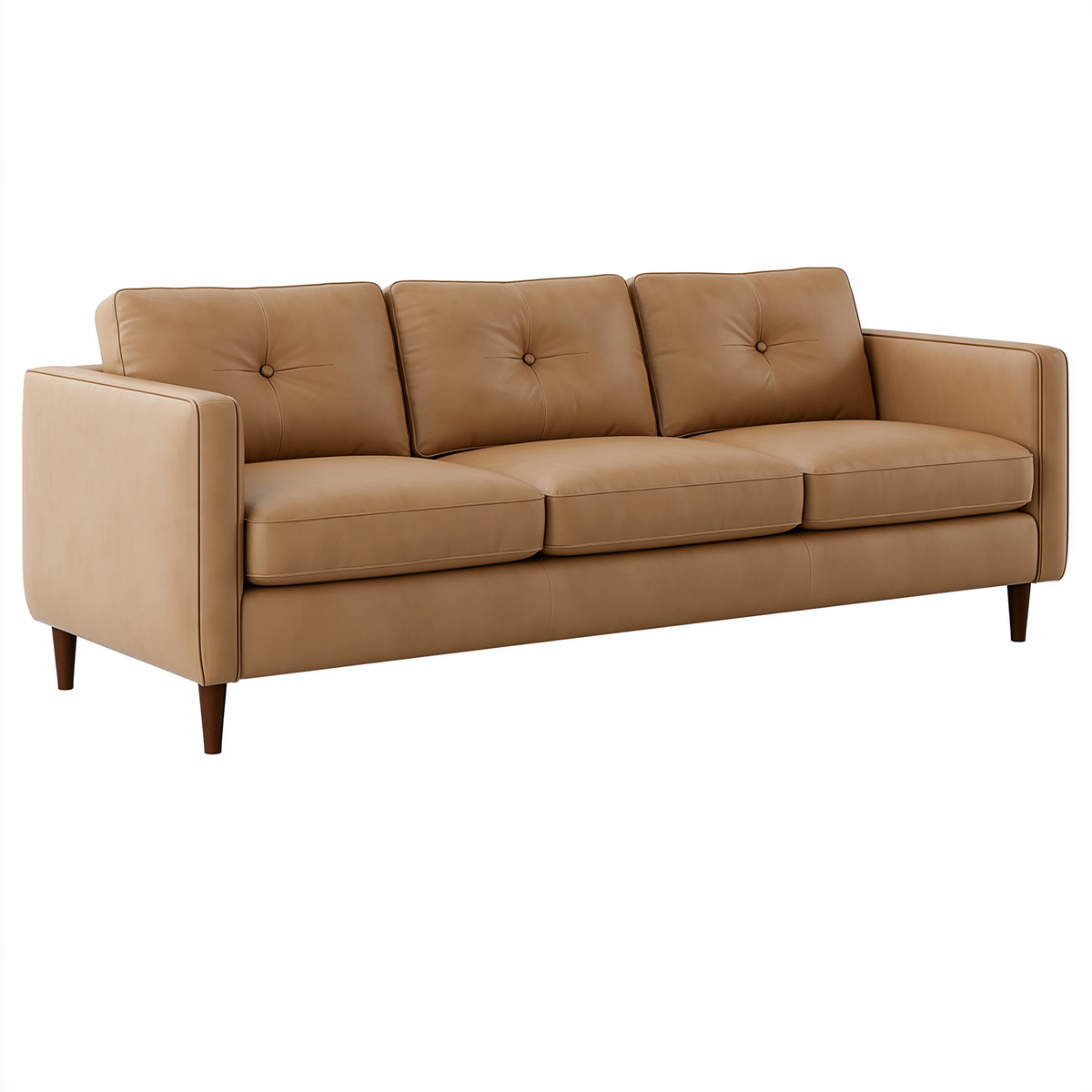 Divano 3 posti 220 cm in similpelle cuoio stile moderno con bottoni