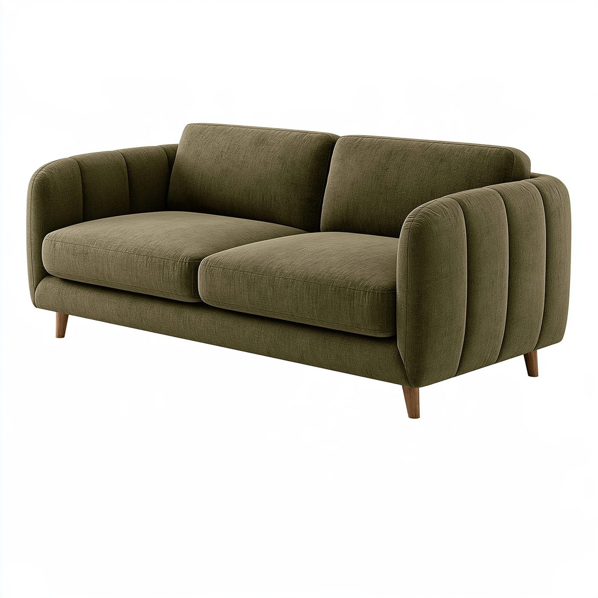 Divano 2 posti 170 x 90 x 85 cm in tessuto verde oliva stile moderno