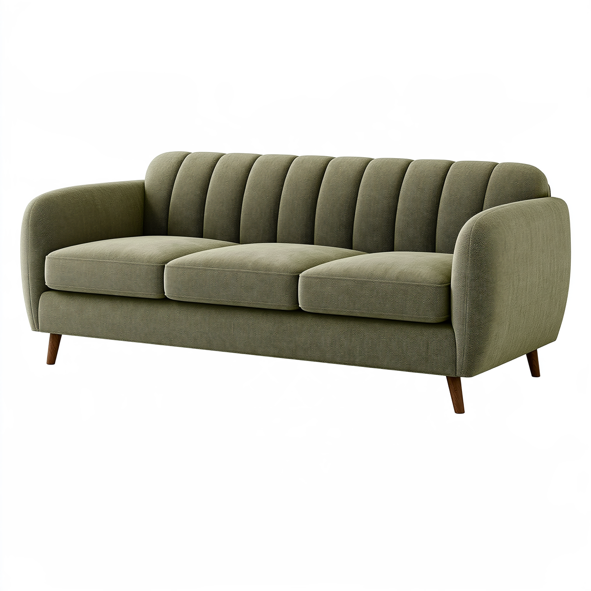 Divano 3 posti 210 x 90 x 85 cm in tessuto verde oliva - stile moderno
