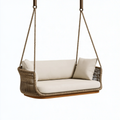 Divanetto sospeso 140 x 75 x 190 cm in corda intrecciata beige per esterno stile boho