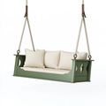 Dondolo sospeso 140 x 60 x 55 cm in legno verde e corda beige per esterno