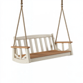 Dondolo da giardino 120 x 65 x 55 cm in legno beige e marrone con corde - seduta sospesa con schienale