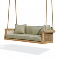 Divano sospeso 150 x 70 x 60 cm in legno e corda beige verde per esterno