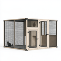 Recinto per gatti 180 x 90 x 180 cm in legno naturale e rete metallica - struttura con porte