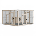 Gabbia per gatti 180 x 120 x 180 cm in legno naturale e rete metallica - recinto interno modulare
